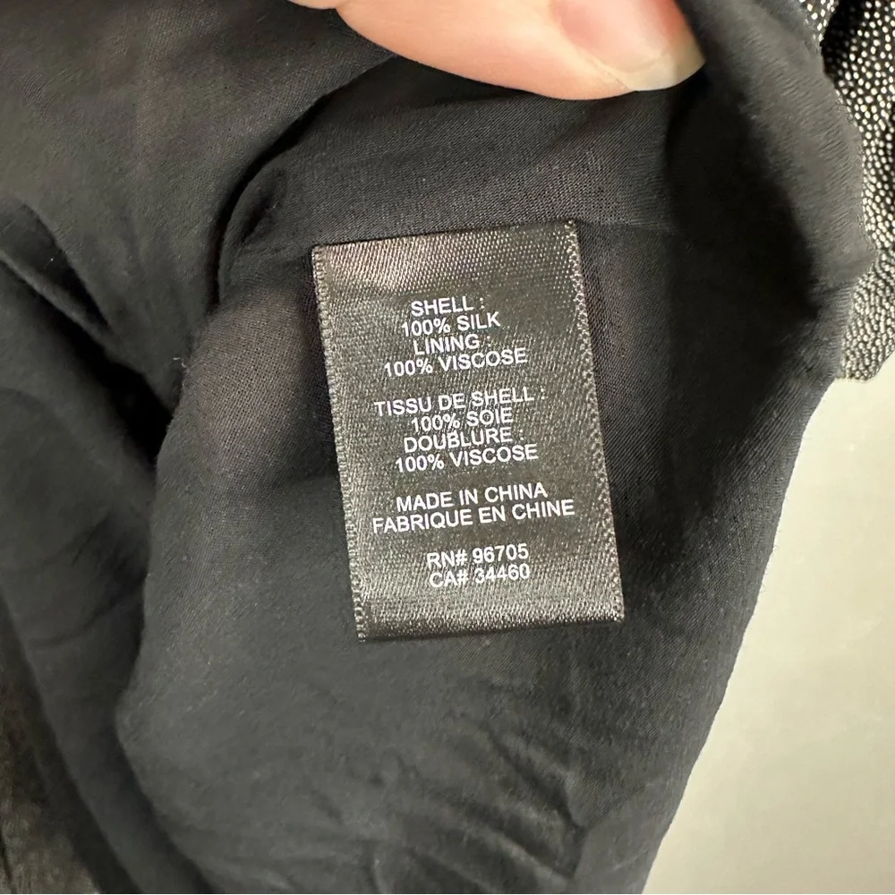 REBECCA TAYLOR Tie-Neck Button-Front Long-Sleeve Sprinkle-Dot Silk Dress - Picture 9 of 10